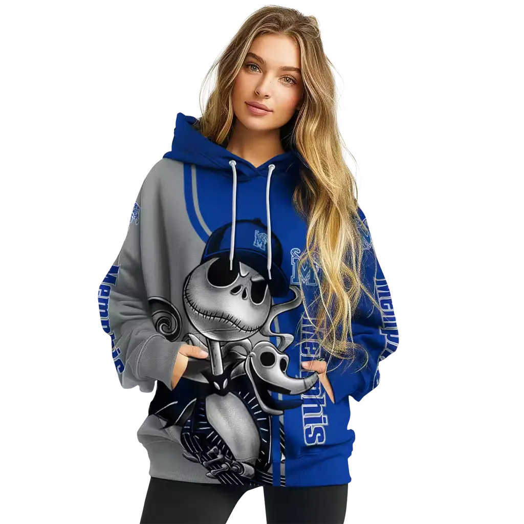 memphis tigers jack skellington blue hoodie high quality memphis tigers jack skellington blue hoodie high quality
