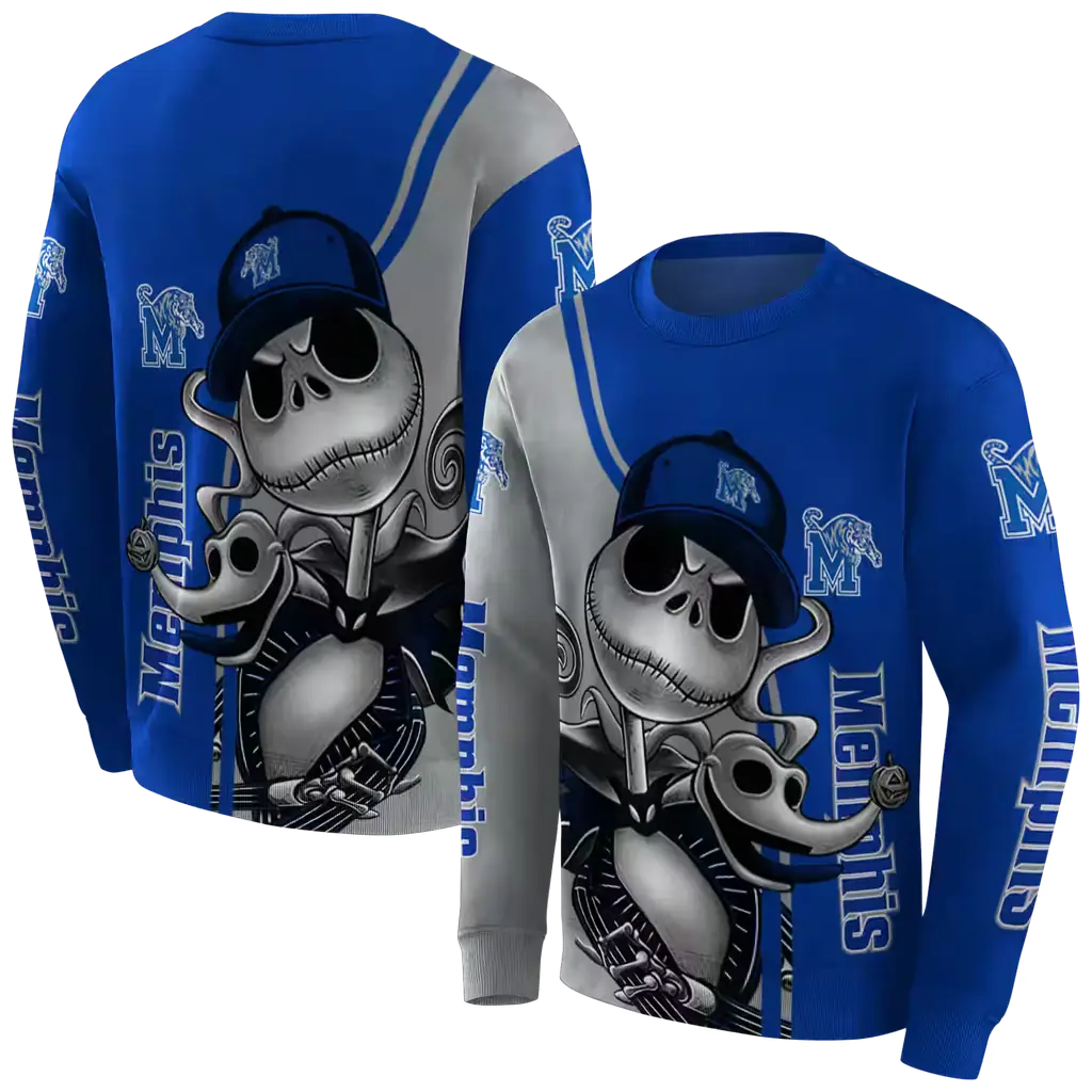 memphis tigers jack skellington blue hoodie premium grade memphis tigers jack skellington blue hoodie premium grade