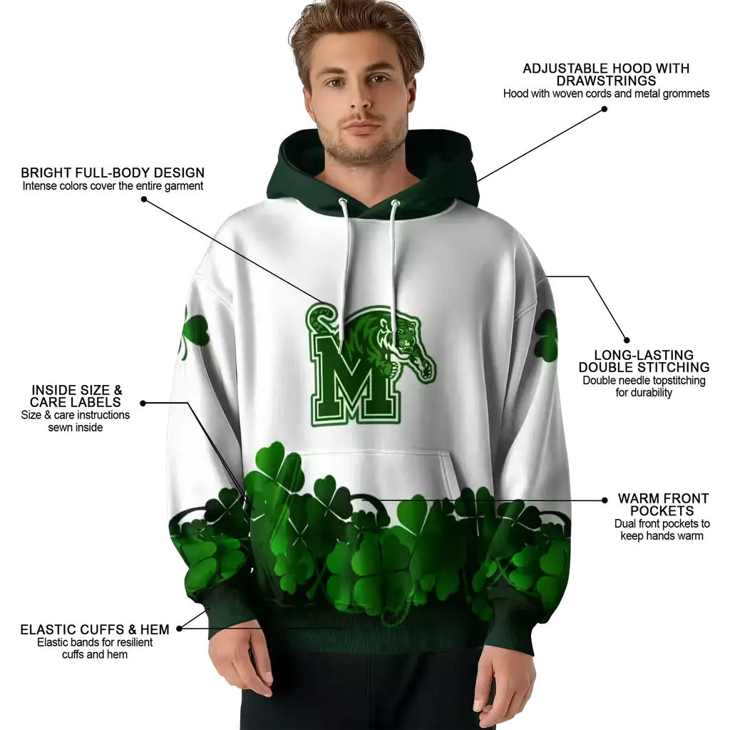 memphis tigers lucky motif white green hoodie latest model memphis tigers lucky motif white green hoodie latest model