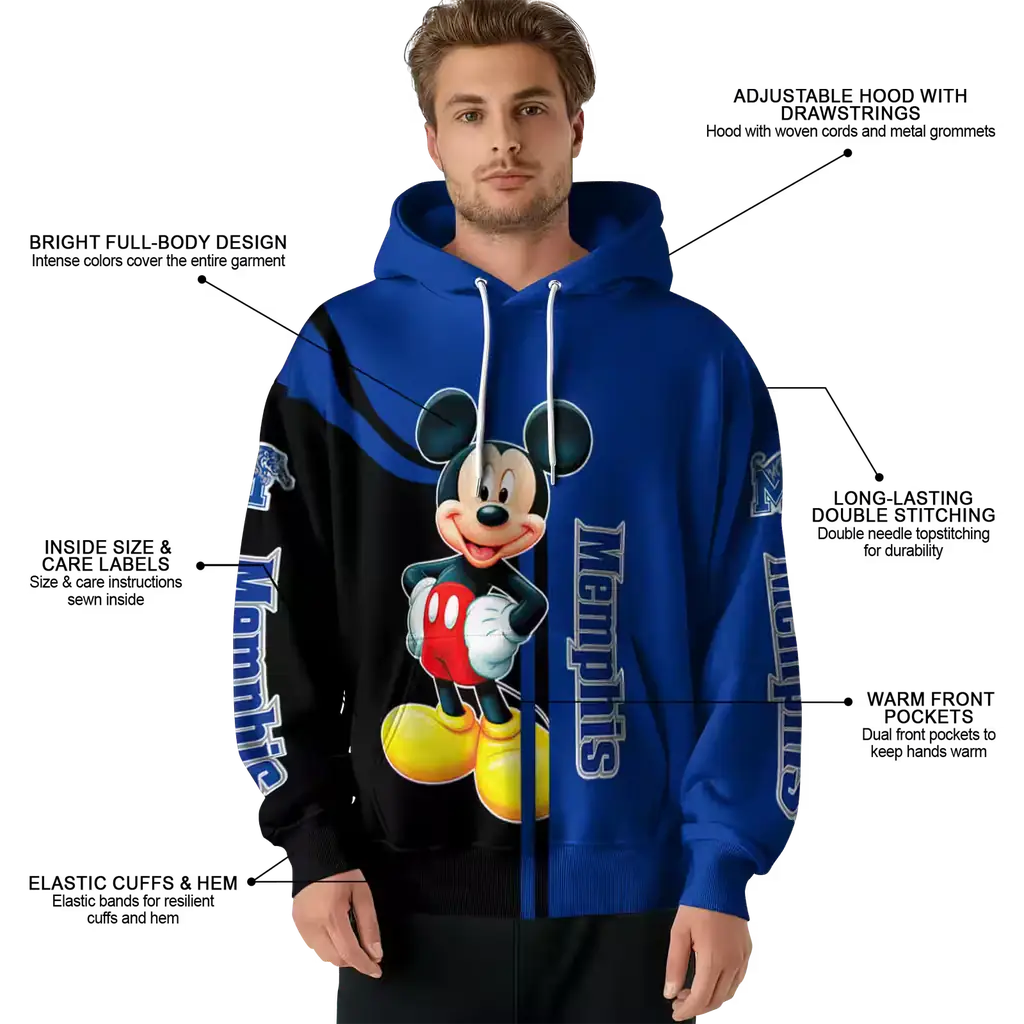 memphis tigers mickey mouse blue black hoodie latest model memphis tigers mickey mouse blue black hoodie latest model