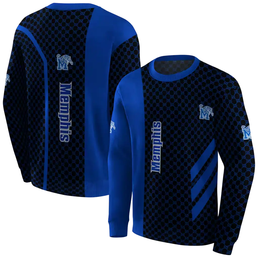 memphis tigers monogram pattern blue hoodie premium grade memphis tigers monogram pattern blue hoodie premium grade