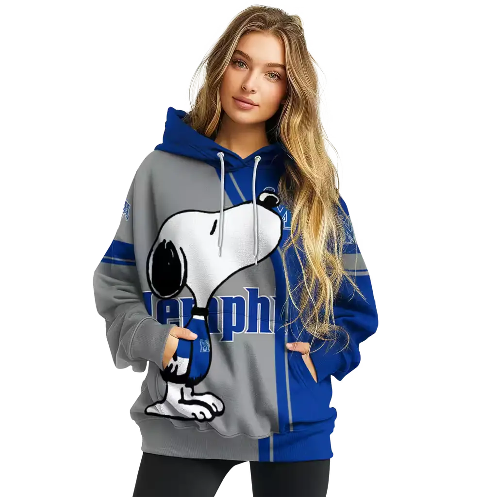 memphis tigers playful snoopy blue hoodie high quality memphis tigers playful snoopy blue hoodie high quality