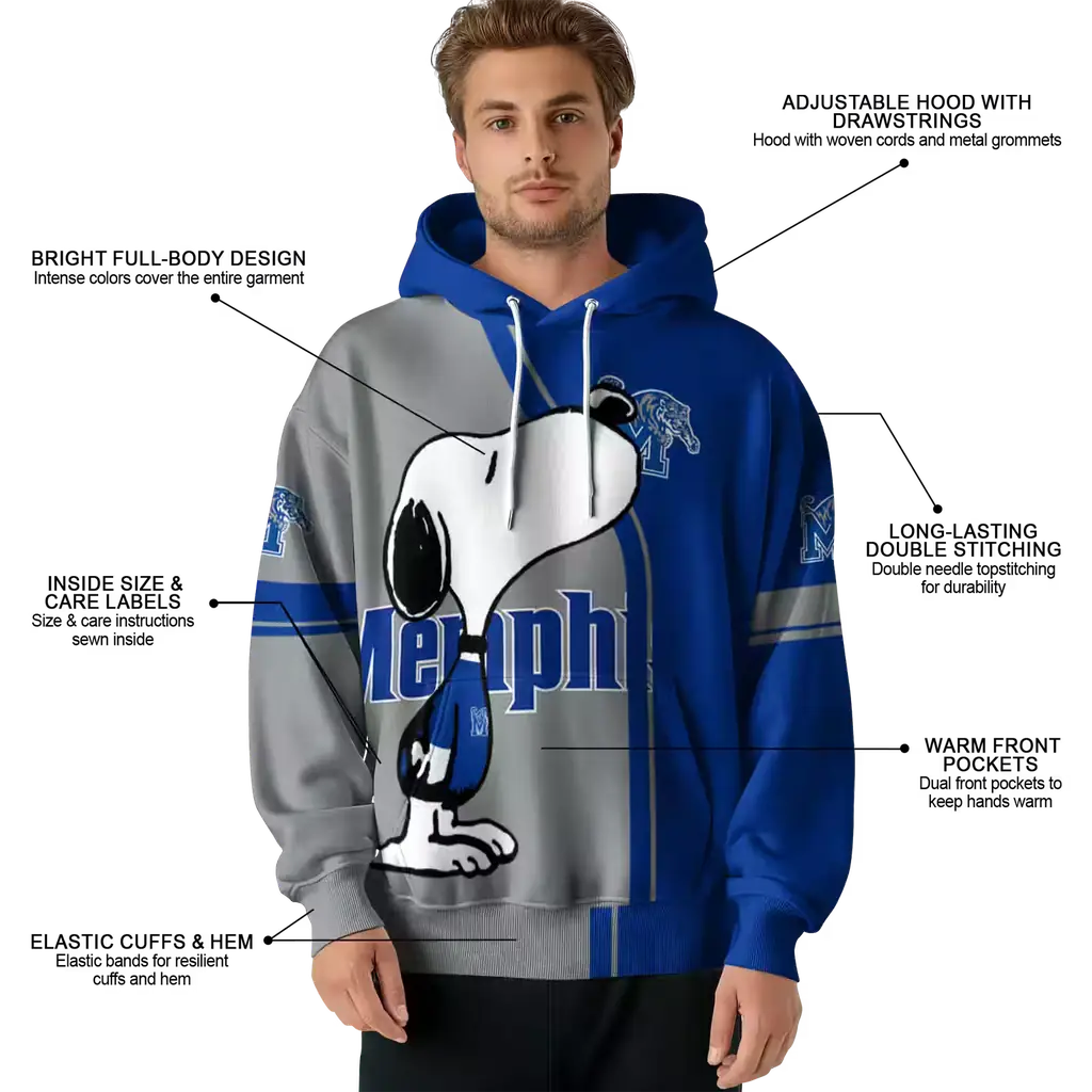memphis tigers playful snoopy blue hoodie latest model memphis tigers playful snoopy blue hoodie latest model