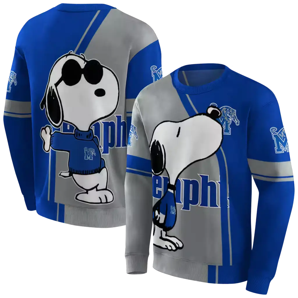 memphis tigers playful snoopy blue hoodie premium grade memphis tigers playful snoopy blue hoodie premium grade