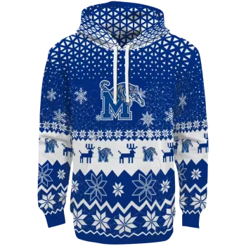 memphis tigers reindeer motif blue hoodie best selling