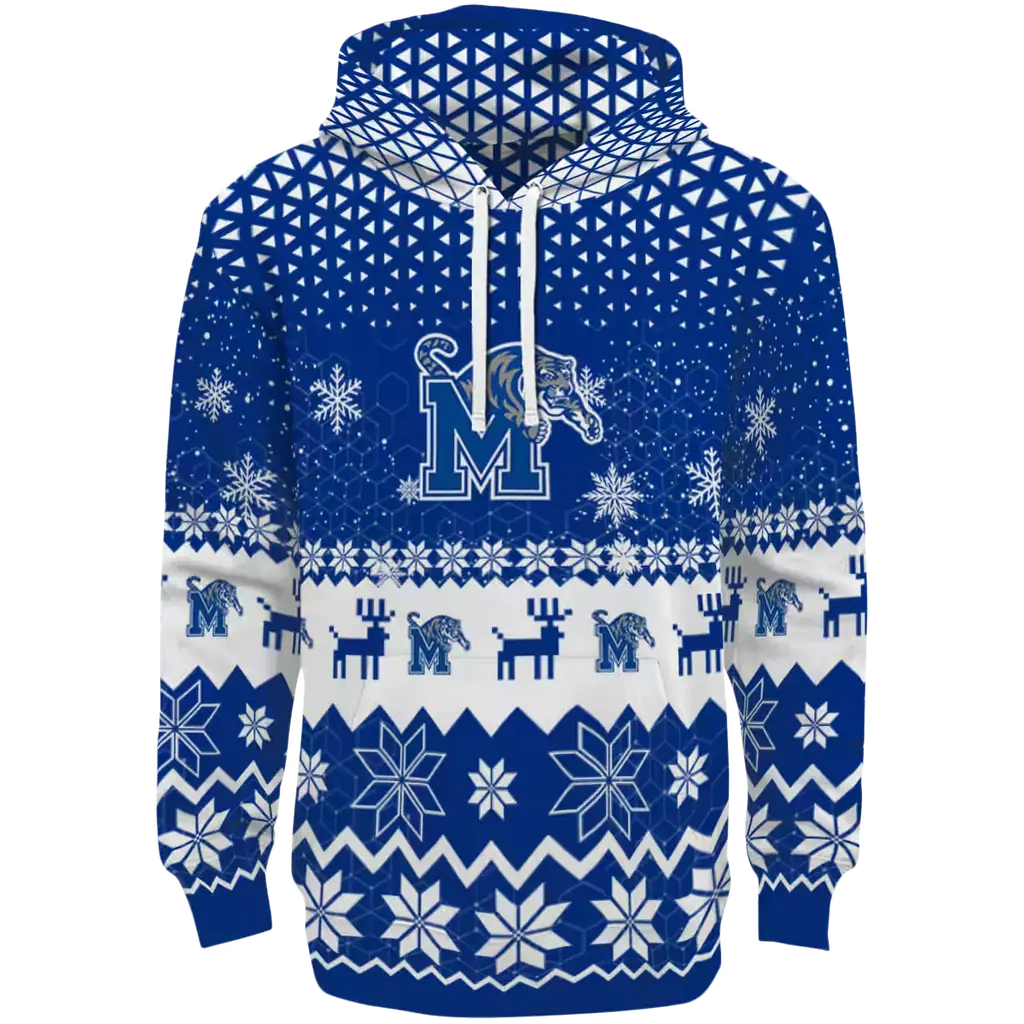 memphis tigers reindeer motif blue hoodie best selling memphis tigers reindeer motif blue hoodie best selling