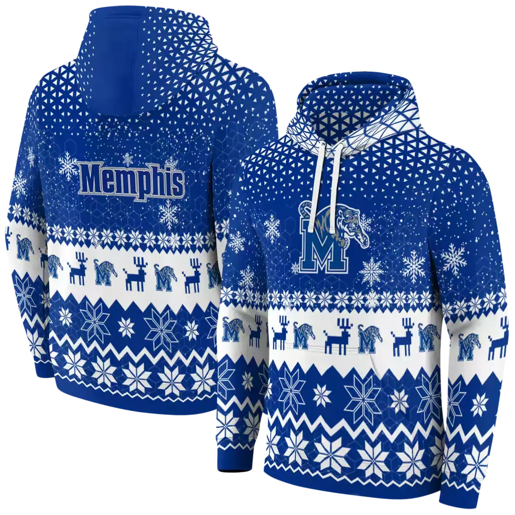 memphis tigers reindeer motif blue hoodie fashion forward memphis tigers reindeer motif blue hoodie fashion forward