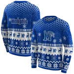 memphis tigers reindeer motif blue hoodie best selling