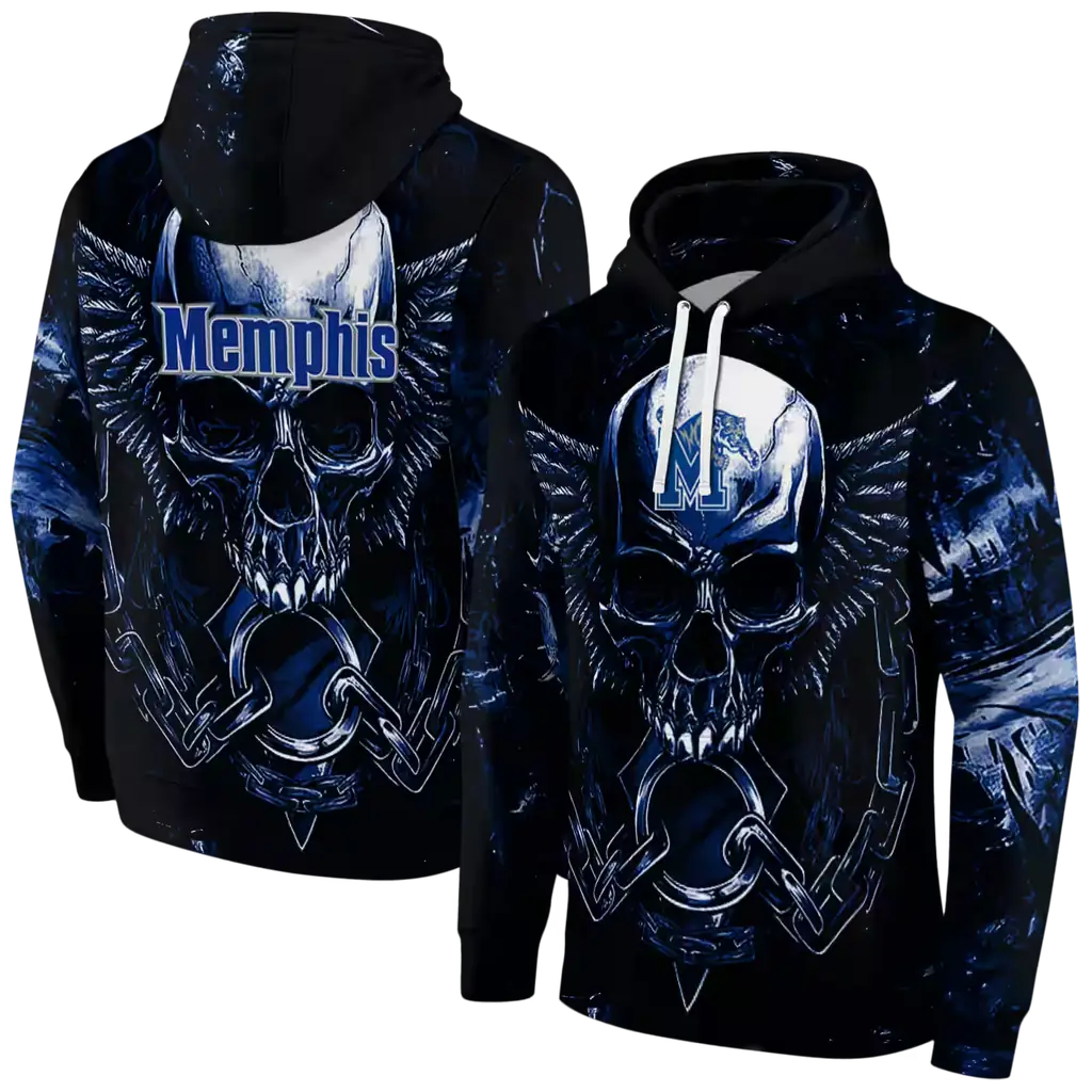 memphis tigers skull artwork blue black hoodie fashion forward memphis tigers skull artwork blue black hoodie fashion forward