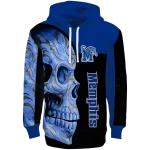 memphis tigers skull motif blue black hoodie best selling