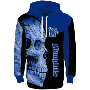 memphis tigers skull motif blue black hoodie best selling