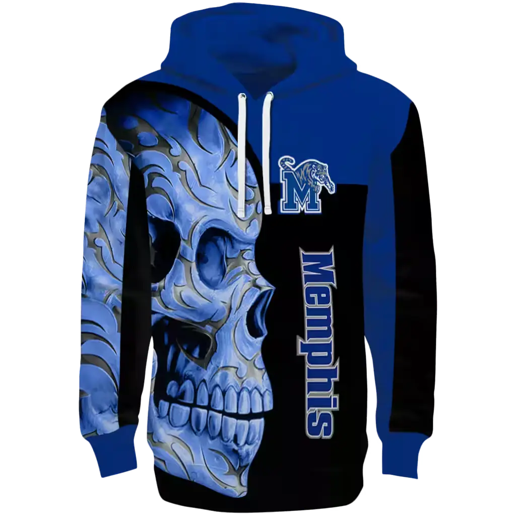 memphis tigers skull motif blue black hoodie best selling memphis tigers skull motif blue black hoodie best selling
