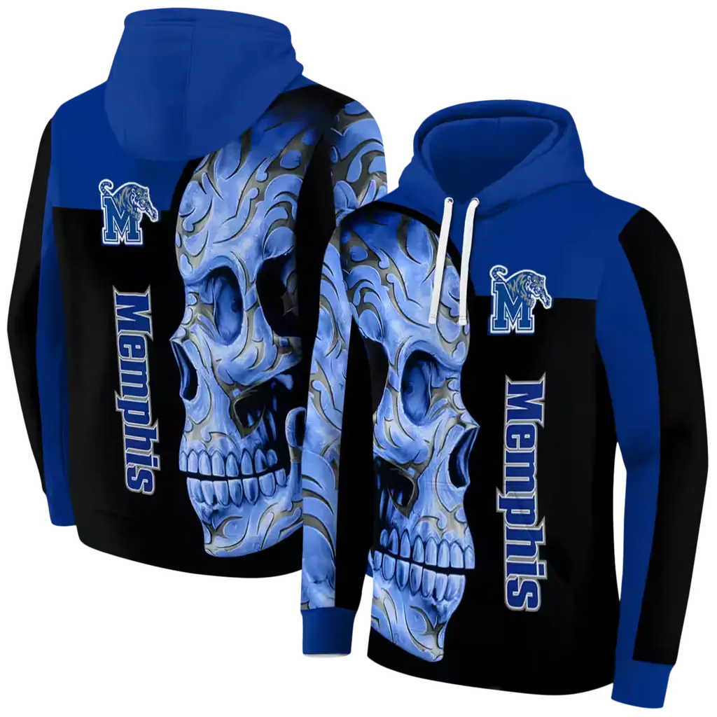 memphis tigers skull motif blue black hoodie fashion forward memphis tigers skull motif blue black hoodie fashion forward
