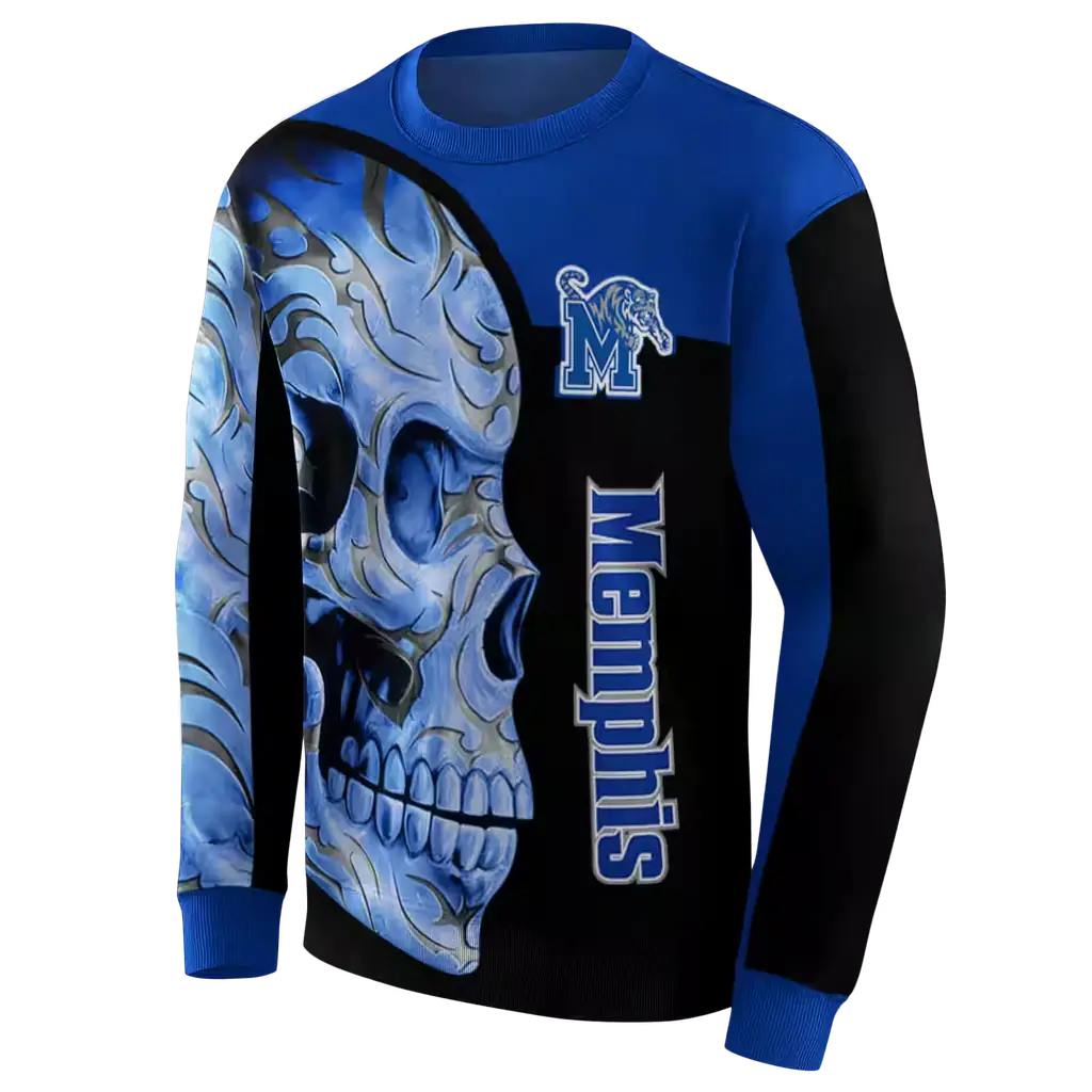 memphis tigers skull motif blue black hoodie new arrival memphis tigers skull motif blue black hoodie new arrival