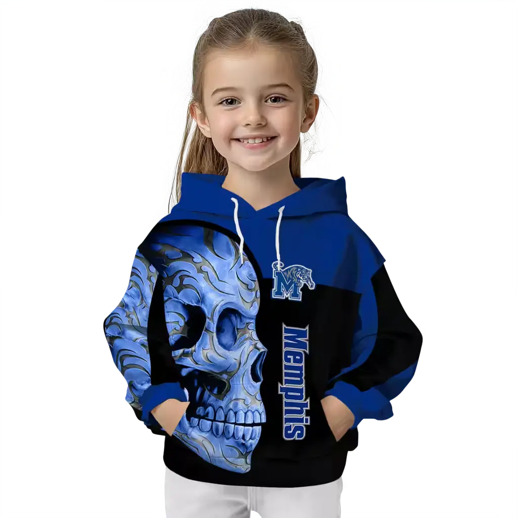 memphis tigers skull motif blue black hoodie top rated memphis tigers skull motif blue black hoodie top rated