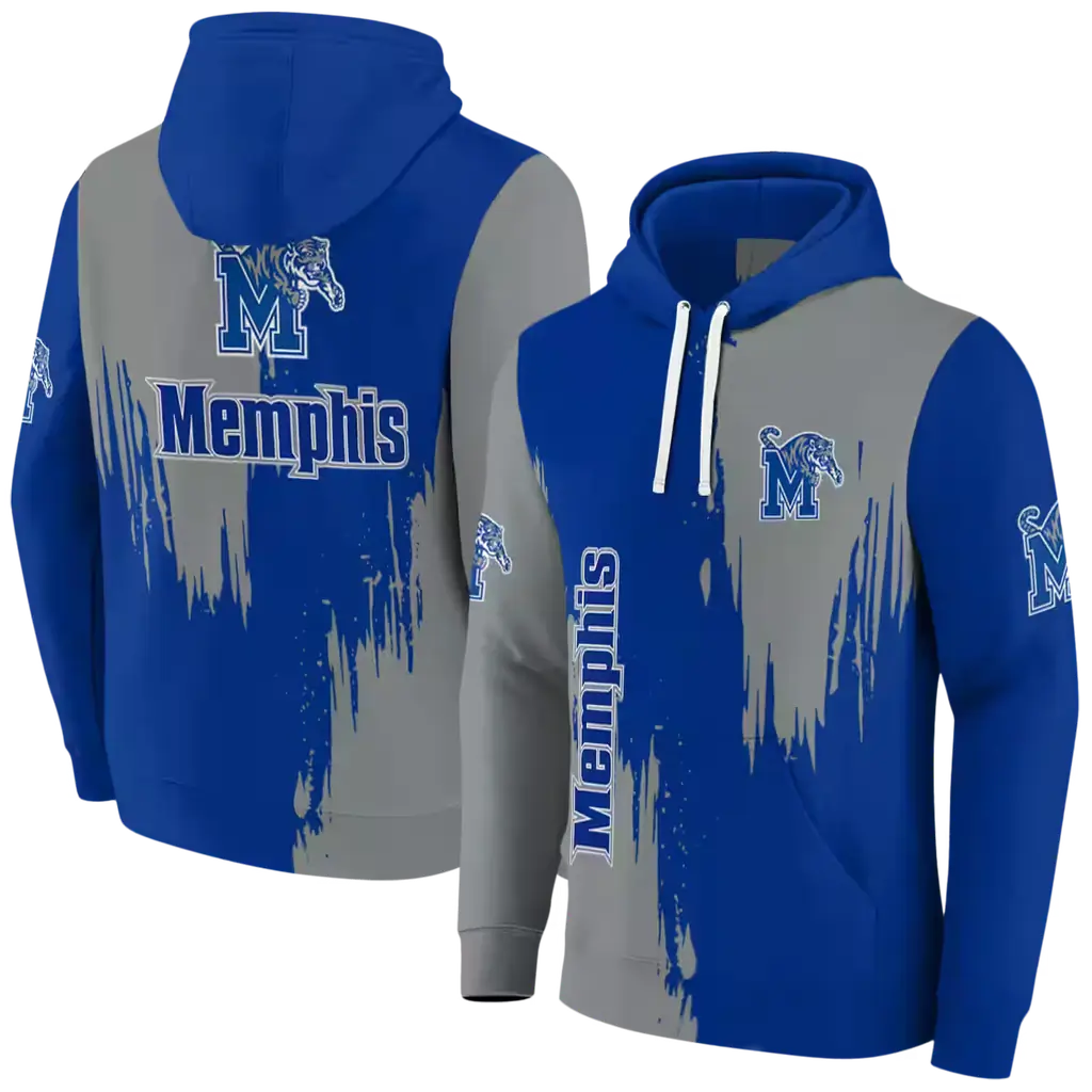 memphis tigers splatter effect blue hoodie fashion forward memphis tigers splatter effect blue hoodie fashion forward