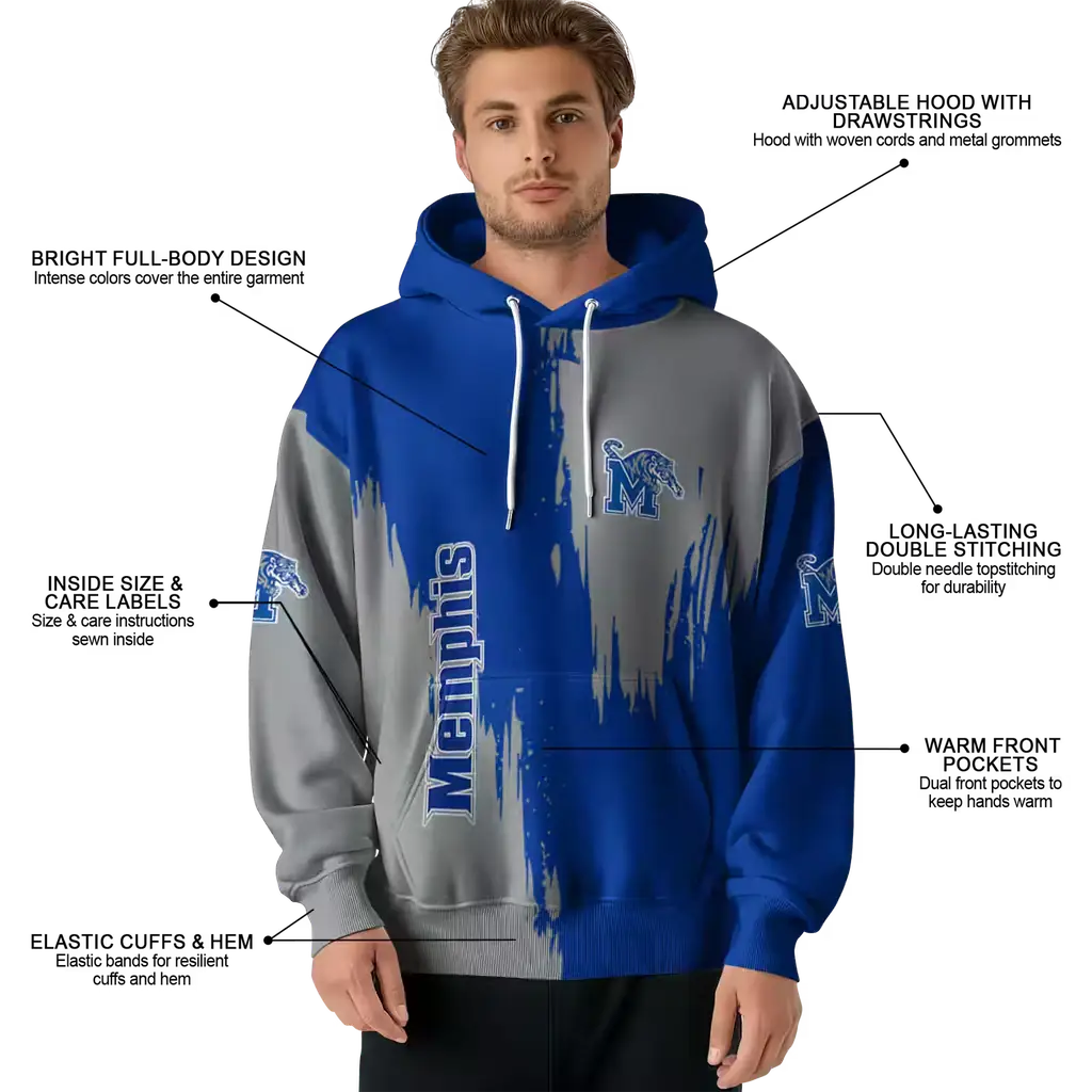 memphis tigers splatter effect blue hoodie latest model memphis tigers splatter effect blue hoodie latest model