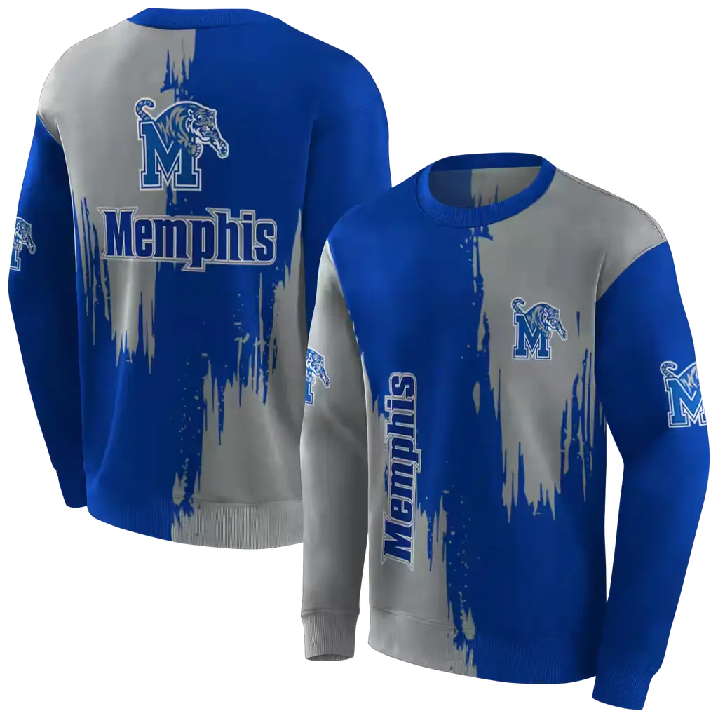 memphis tigers splatter effect blue hoodie premium grade memphis tigers splatter effect blue hoodie premium grade