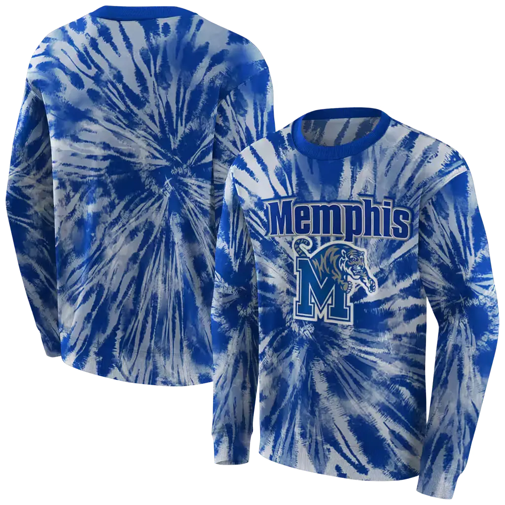 memphis tigers tie dye pattern blue hoodie premium grade memphis tigers tie dye pattern blue hoodie premium grade