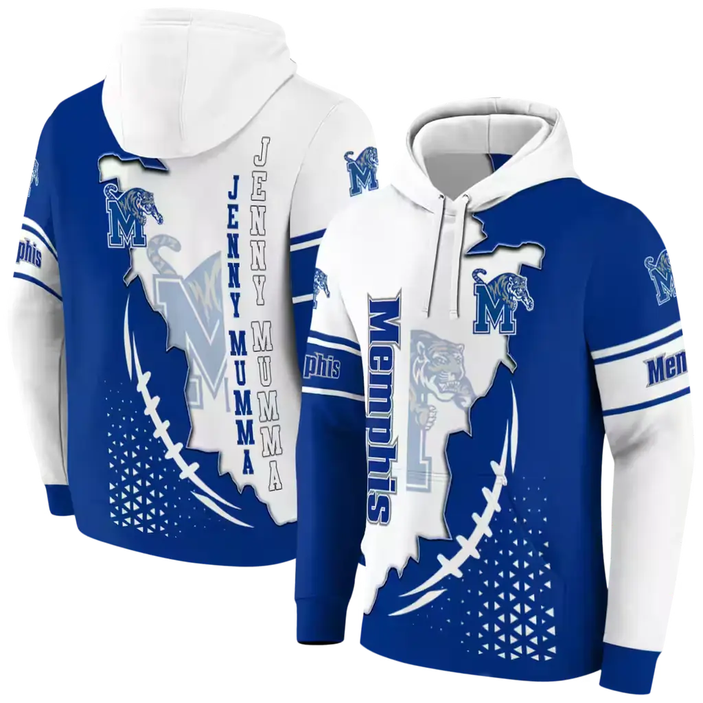 memphis tigers triangular pattern blue white hoodie fashion forward memphis tigers triangular pattern blue white hoodie fashion forward