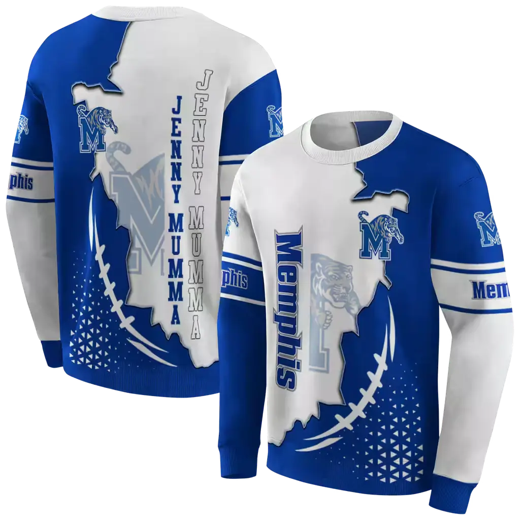 memphis tigers triangular pattern blue white hoodie premium grade memphis tigers triangular pattern blue white hoodie premium grade