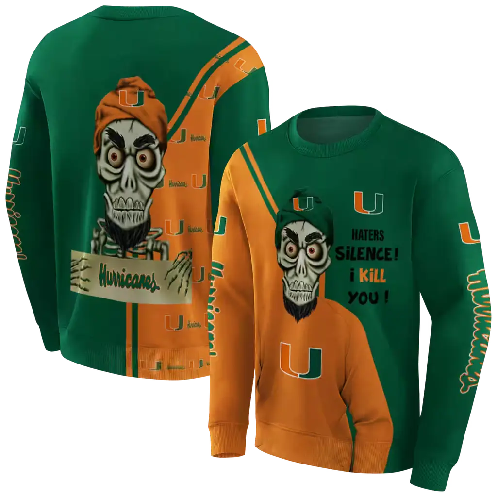 miami hurricanes achmed skull orange hoodie premium grade miami hurricanes achmed skull orange hoodie premium grade