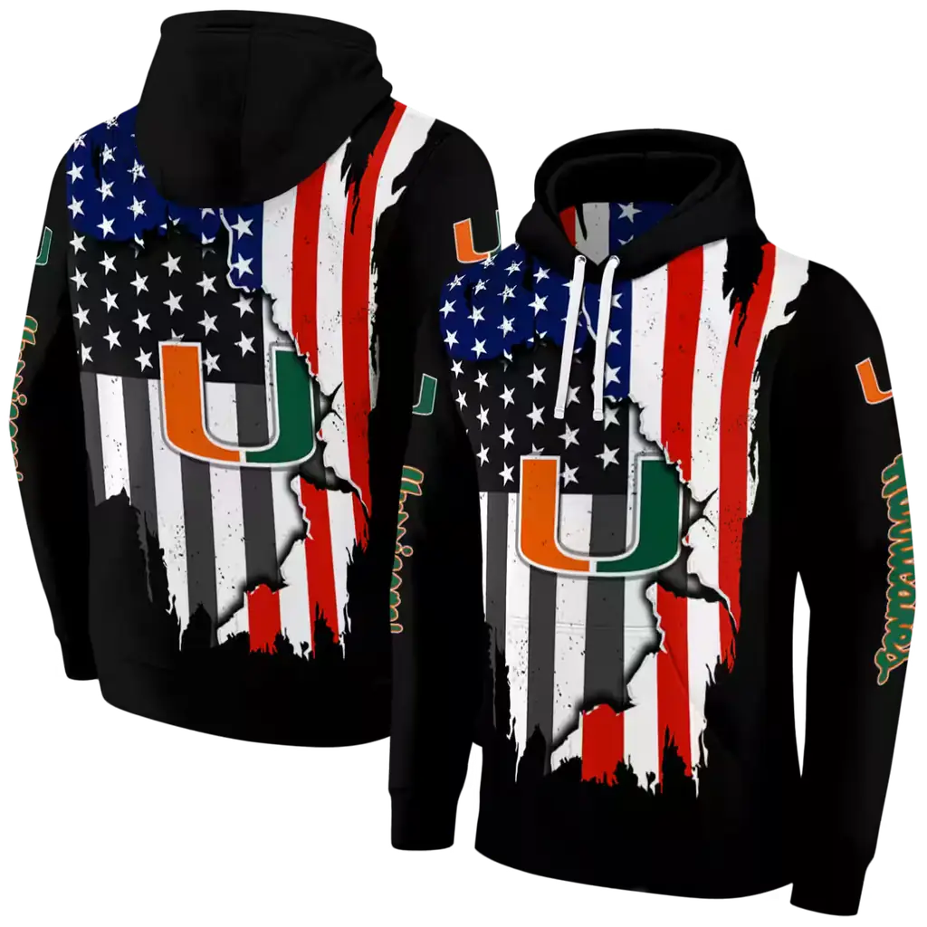 miami hurricanes american pride black hoodie fashion forward miami hurricanes american pride black hoodie fashion forward
