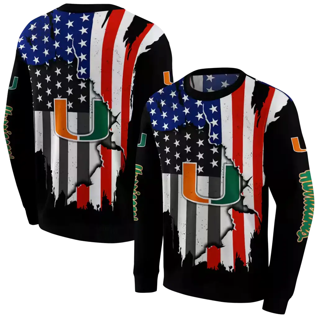miami hurricanes american pride black hoodie premium grade miami hurricanes american pride black hoodie premium grade