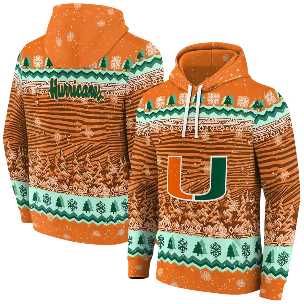 miami hurricanes christmas trees orange hoodie fashion forward miami hurricanes christmas trees orange hoodie fashion forward
