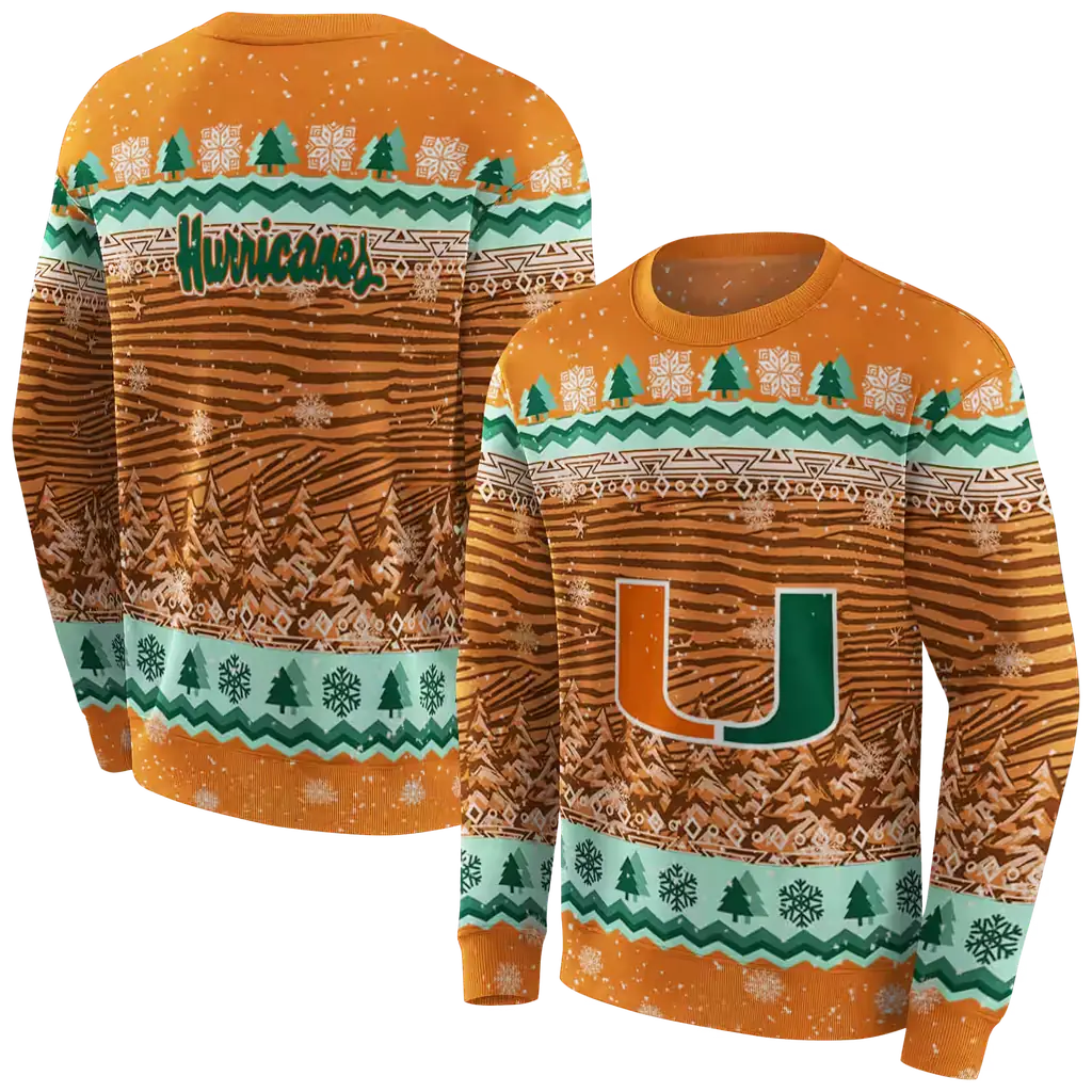 miami hurricanes christmas trees orange hoodie premium grade miami hurricanes christmas trees orange hoodie premium grade