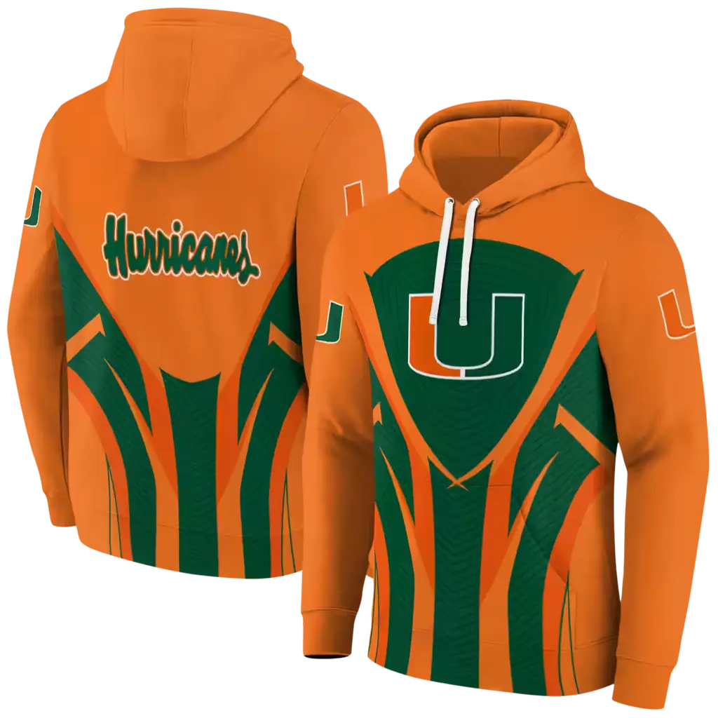 miami hurricanes concentric lines orange black hoodie fashion forward miami hurricanes concentric lines orange black hoodie fashion forward