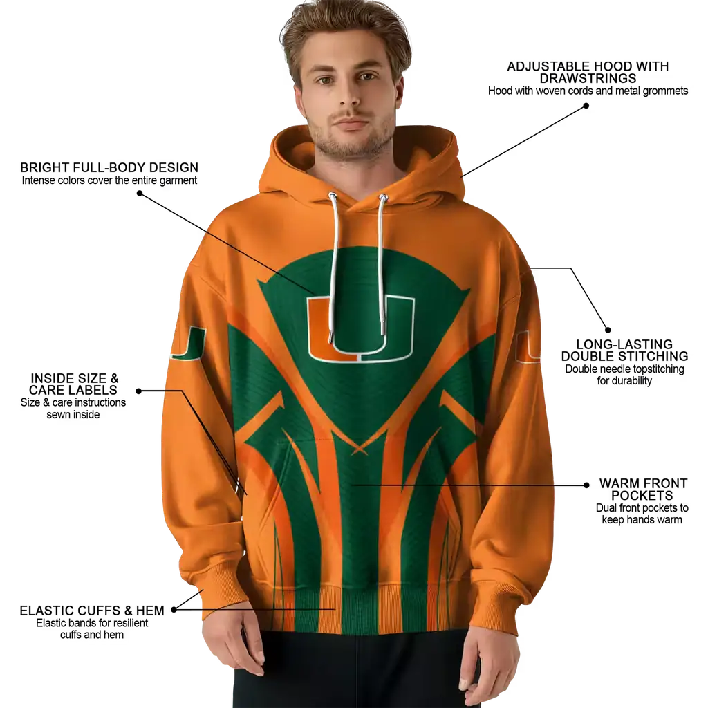 miami hurricanes concentric lines orange black hoodie latest model miami hurricanes concentric lines orange black hoodie latest model