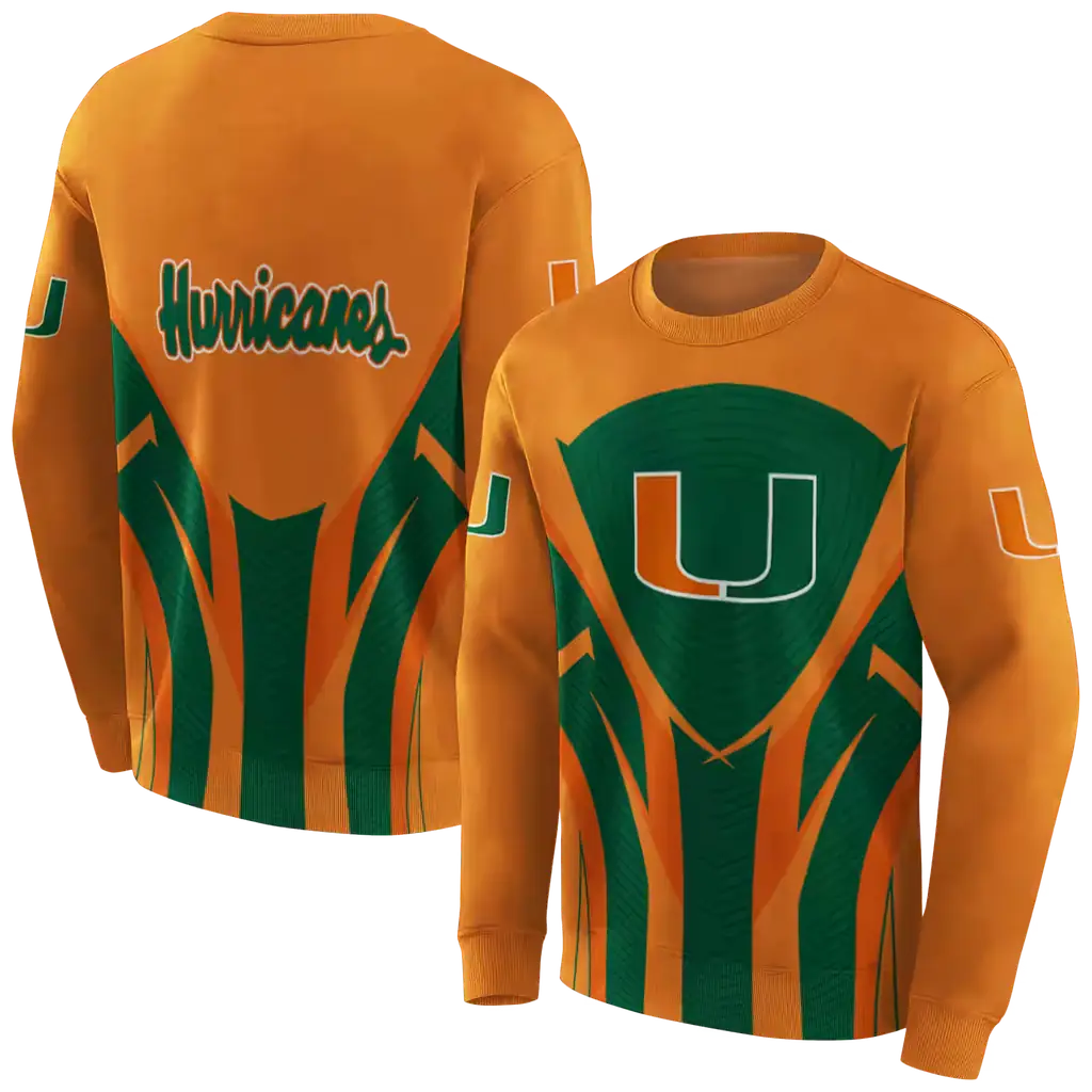 miami hurricanes concentric lines orange black hoodie premium grade miami hurricanes concentric lines orange black hoodie premium grade