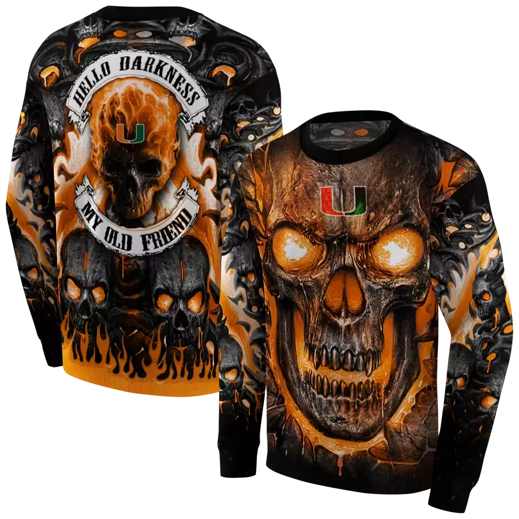 miami hurricanes demonic skull orange black hoodie premium grade miami hurricanes demonic skull orange black hoodie premium grade