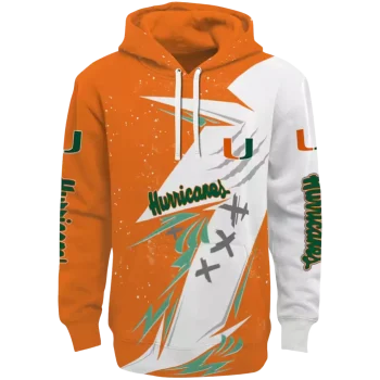 miami hurricanes dynamic slash orange white hoodie best selling