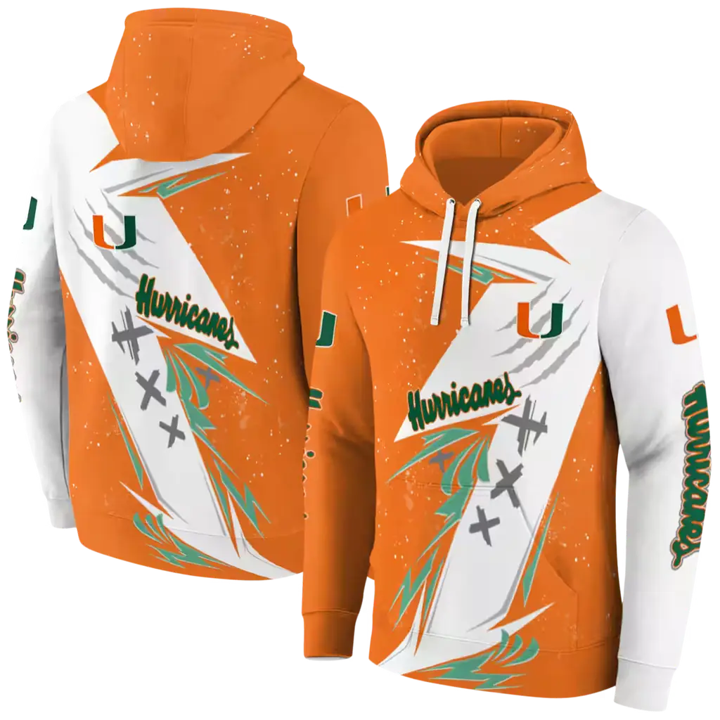 miami hurricanes dynamic slash orange white hoodie fashion forward miami hurricanes dynamic slash orange white hoodie fashion forward