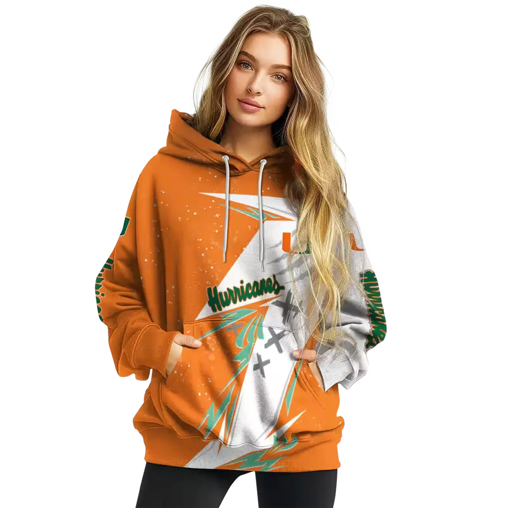 miami hurricanes dynamic slash orange white hoodie high quality miami hurricanes dynamic slash orange white hoodie high quality