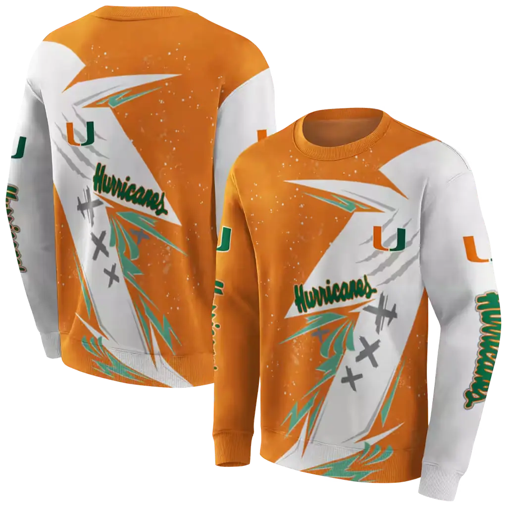 miami hurricanes dynamic slash orange white hoodie premium grade miami hurricanes dynamic slash orange white hoodie premium grade