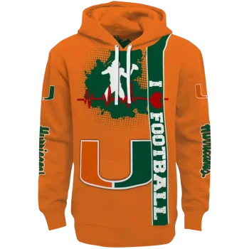 miami hurricanes football heartbeat orange hoodie best selling