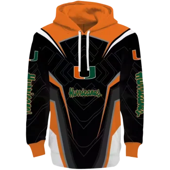 miami hurricanes futuristic pattern orange black hoodie best selling