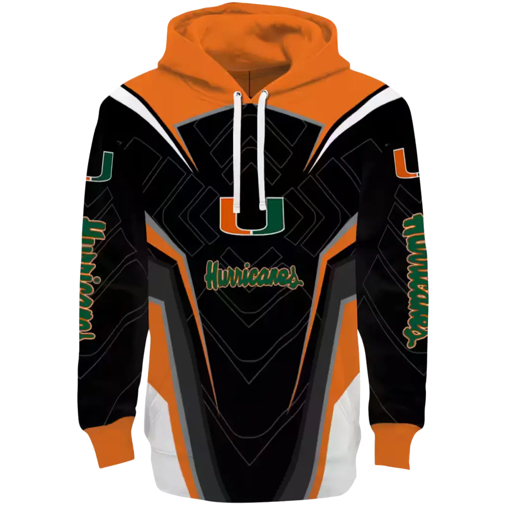 miami hurricanes futuristic pattern orange black hoodie best selling miami hurricanes futuristic pattern orange black hoodie best selling