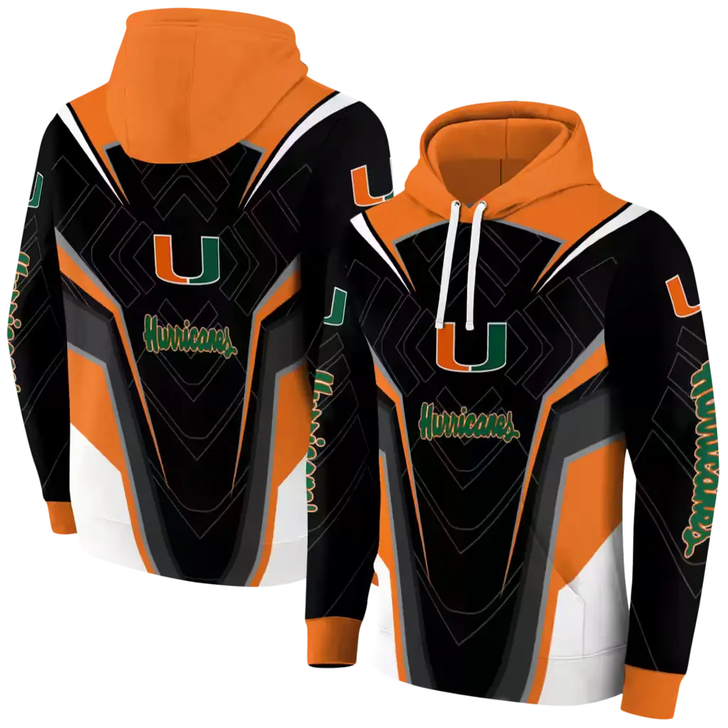 miami hurricanes futuristic pattern orange black hoodie fashion forward miami hurricanes futuristic pattern orange black hoodie fashion forward