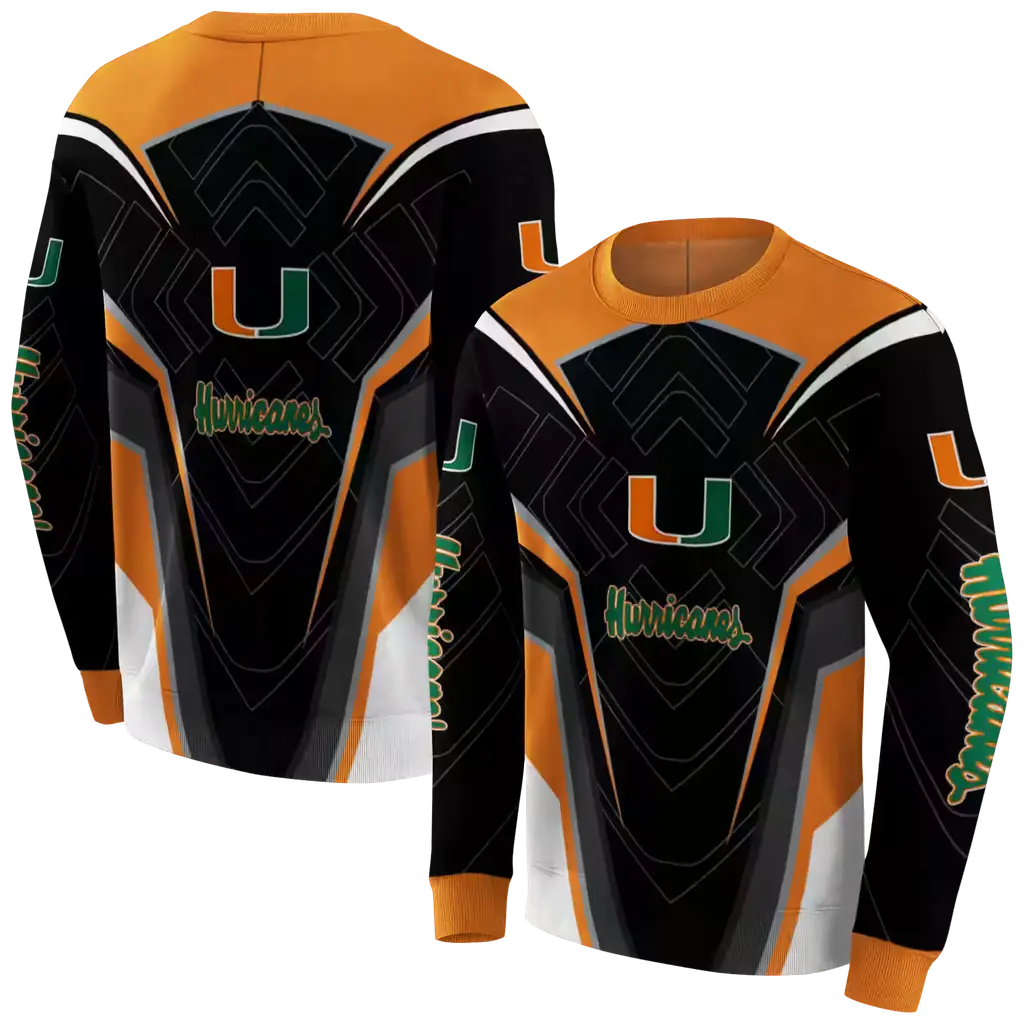 miami hurricanes futuristic pattern orange black hoodie premium grade miami hurricanes futuristic pattern orange black hoodie premium grade