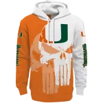miami hurricanes graphic punisher orange white hoodie best selling
