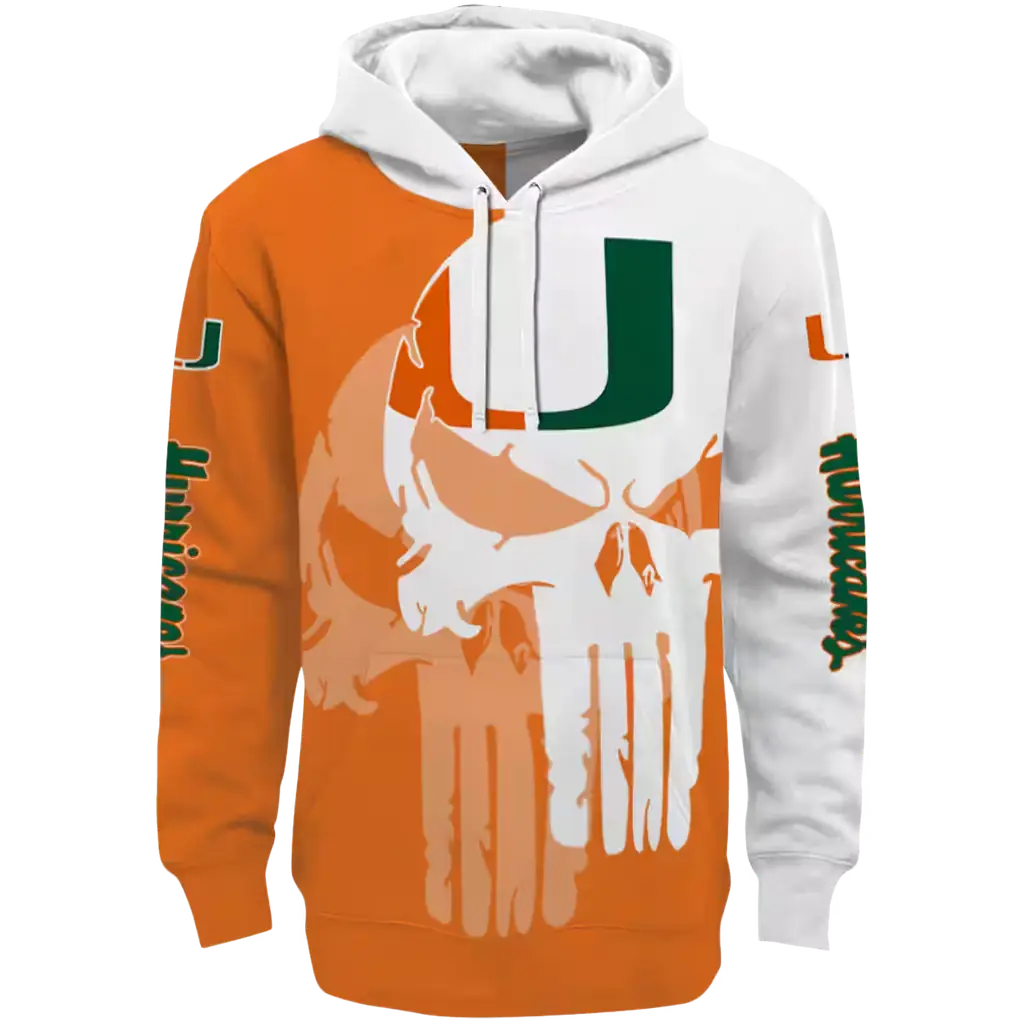 miami hurricanes graphic punisher orange white hoodie best selling miami hurricanes graphic punisher orange white hoodie best selling