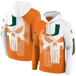 miami hurricanes graphic punisher orange white hoodie best selling