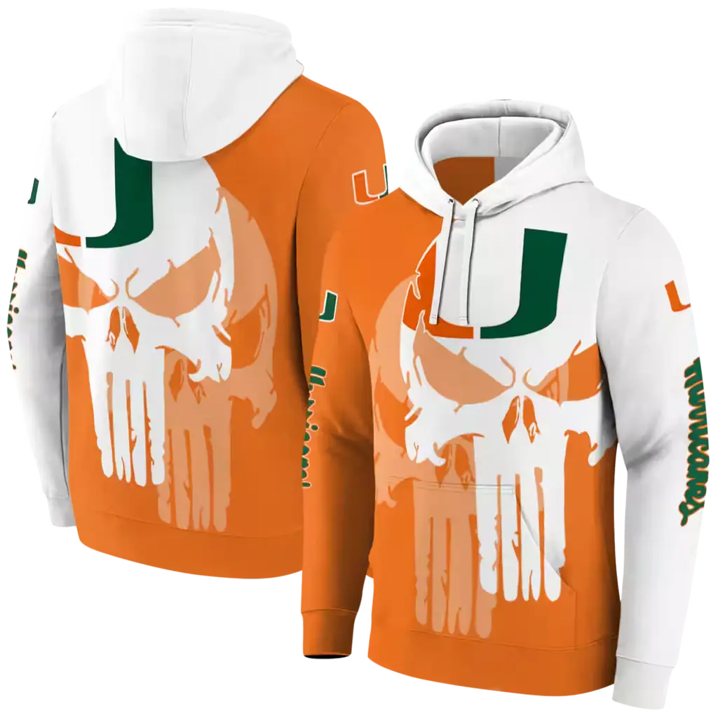 miami hurricanes graphic punisher orange white hoodie fashion forward miami hurricanes graphic punisher orange white hoodie fashion forward