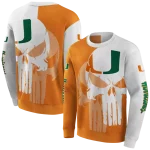 miami hurricanes graphic punisher orange white hoodie best selling