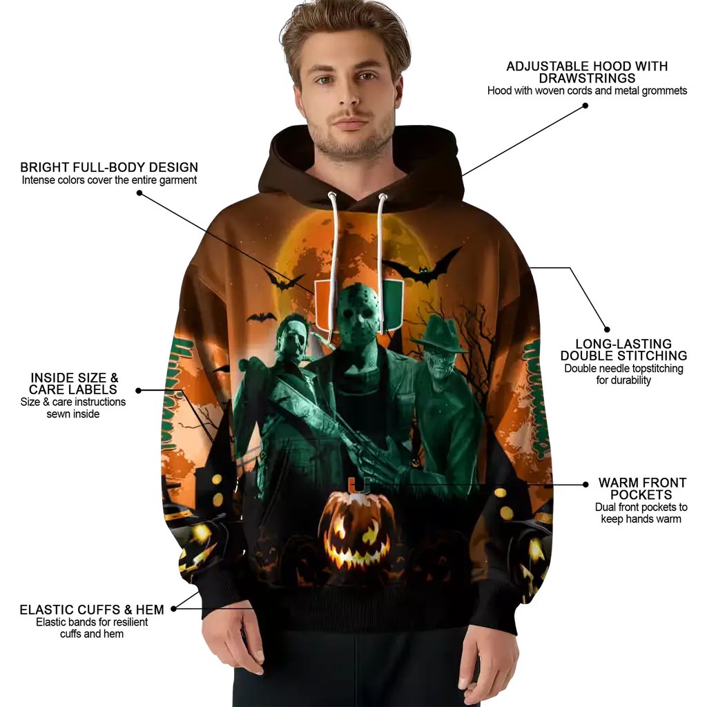 miami hurricanes halloween vibes orange black hoodie latest model miami hurricanes halloween vibes orange black hoodie latest model