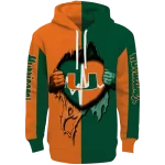 miami hurricanes heartbeat graphic orange hoodie best selling